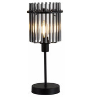 Searchlight 55622SM Modern Matt Black Modern Table Lamp with Smoked Glass Rod Shade - 37.5cm Height