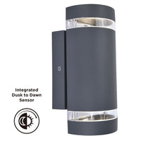 Lutec 5604023118 Anthracite Dark Grey Outdoor Vintage Down Lantern Wall Light with Integrated Dusk Till Dawn Photocell Sensor