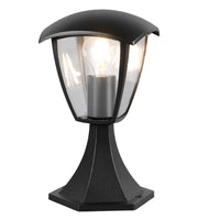 Trio 563260132 Black Outdoor Modern Lantern Pedestal Post Light with Clear Shade - 30cm Height