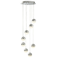 LED Chrome & Crushed Ice Glass Globe Modern 8 Lamp Multi Drop Pendant Light 35cm