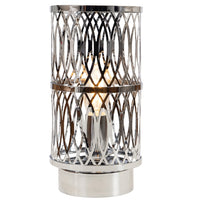 Polished Chrome decorative lamp with intricate lattice design