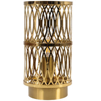 Oaks 6024 TL GD Polished Gold Metal Open Lattice Luxury Table Lamp - 25cm Height
