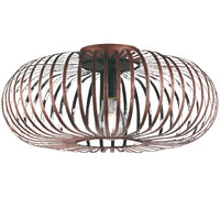 Trio 606900162 Copper Industrial Metal Round Cage Modern Flush Ceiling Light - 40cm Diameter