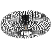Trio 606905032 Black Metal Round Cage Modern Flush Ceiling Light - 50cm Diameter