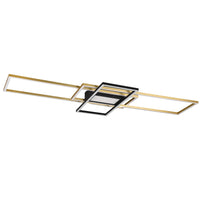 Trio 620010408 LED Matt Gold Modern Geometric Square Frame Flush Ceiling Light CCT - 105cm length
