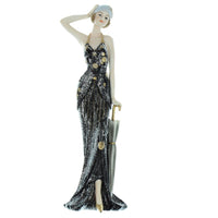 Broadway Belles" Black and Silver Art Deco Glamorous Standing Lady Figurine