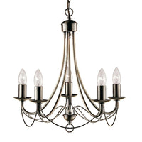 Antique Brass Classic Traditional Vintage 5 Lamp Pendant Light 46cm