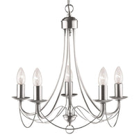 Satin Chrome Classic Traditional Vintage 5 Lamp Pendant Light 46cm