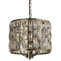 Brass & Crystal Drum Round Pendant Light