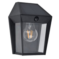 Lutec 6916002330 Avony LED Matt Black Vintage Down Lantern Wall Light with PIR - Solar Powered