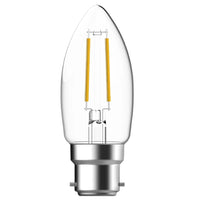 LED 4W (40W) Candle Lamp BC B22 Clear Filament 470lm 2700k Warm White