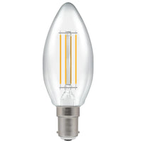 LED 4.2W (40W) Dimmable Candle Lamp SBC B15 Clear Filament 470lm 2700k Warm White
