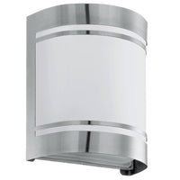 Stainless Steel Outdoor & Satin Glass Modern Curved Flush Wall Light IP44