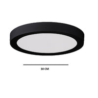 LED Black Round Flush Indoor Ceiling Light Cool White 300mm