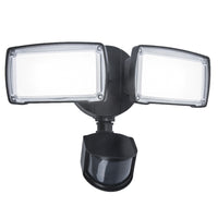 Lutec 7635432330 Chimera LED Matt Black Outdoor Modern Double Adjustable Head Flood Wall Light with PIR - 2350 lumen - 5000k Daylight