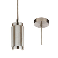 Searchlight 77651SS Satin Silver Modern Fabric Round Cable Flex Suspension Ceiling Rose Pendant