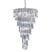 Polished Chrome & Acrylic Crystal Decorative 9 Lamp Tier Chandelier Pendant Light 67cm