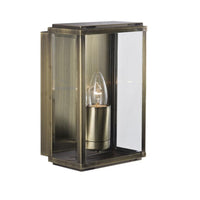 Searchlight 8204AB Antique Brass Outdoor Vintage Rectangle Flush Lantern Wall Light with Clear Glass