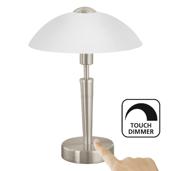 Matt Nickel and White Satin Glass Traditional Touch Table lamp 35cm ...