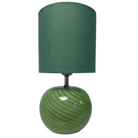 Searchlight 85474GR Green Glass and Chrome Table Lamp with Green Linen Shade - 30cm Height