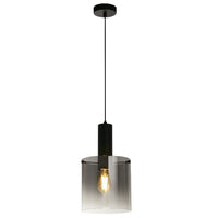Black & Smoked Glass Cylinder Pendant Light