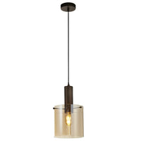 Brown & Amber Glass Cylinder Pendant Light