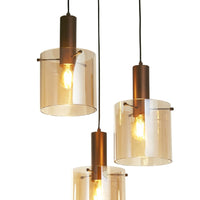 Brown & Amber Glass Cylinder Multi Drop Pendant Light