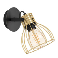 Eglo 900382 Black and Gold Cage Modern Adjustable Single Wall Light
