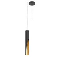 Matt Black & Gold Inner Vintage Metal Cylinder Pendant Light