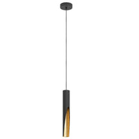 Black & Gold Cylinder Pendant Light