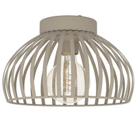 Cream Sand Vintage Metal Banded Dome Flush Ceiling Light- 28cm