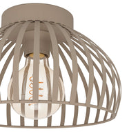 Cream Industrial Caged Ceiling Light
