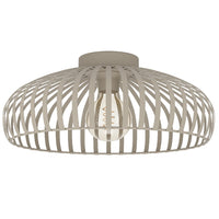 Matt Cream Vintage Metal Banded Dome Flush Ceiling Light 43cm