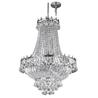 Polished Chrome & Crystal Bead Traditional 9 Lamp Chandelier Light 55cm
