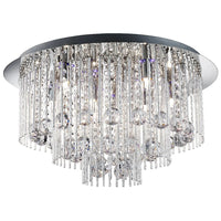 Polished Chrome & Glass Crystals Modern Blue LED 8 Lamp Flush Light 55cm