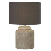 Grey Concrete Cylindrical Urn Base Vintage Table Lamp with Drum Shade 36cm