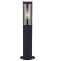 Searchlight 93901-450BK Black and Smoked Outdoor Modern Cylinder Pedestal Post Light IP44 - 45cm Height