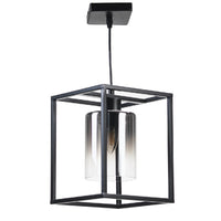 Black modern geometric pendant with glass shade