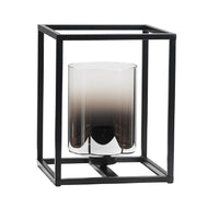 Black metal and smoked glass table lamp