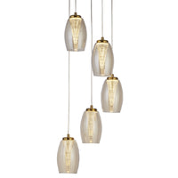 LED Bronzed & Amber Glass Modern Cluster Ceiling Light