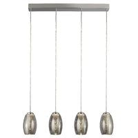 LED Chrome & Smoked Conical Glass Modern 4 Lamp Bar Pendant Light 76cm
