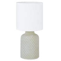 Grey Distressed Ceramic Vintage Geometric Table Lamp with White Drum Shade