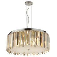 Chrome & Mixed Colour Coffin Crystal Vintage 5 Lamp Pendant Light 60cm