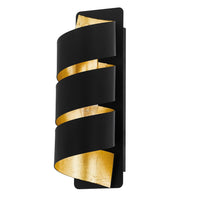 Eglo 98755 Black and Gold Leaf Effect Modern Spiral Ribbon Wall Light - 25cm Height