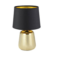 Eglo 99331 Gold Ceramic Vintage Patterned Table Lamp with Black Fabric Shade - 30cm Height