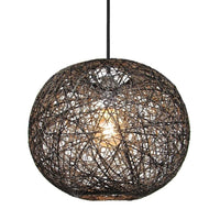 Black Woven String Ball Vintage Retro Easy Fit Round Globe Pendant Shade 25cm