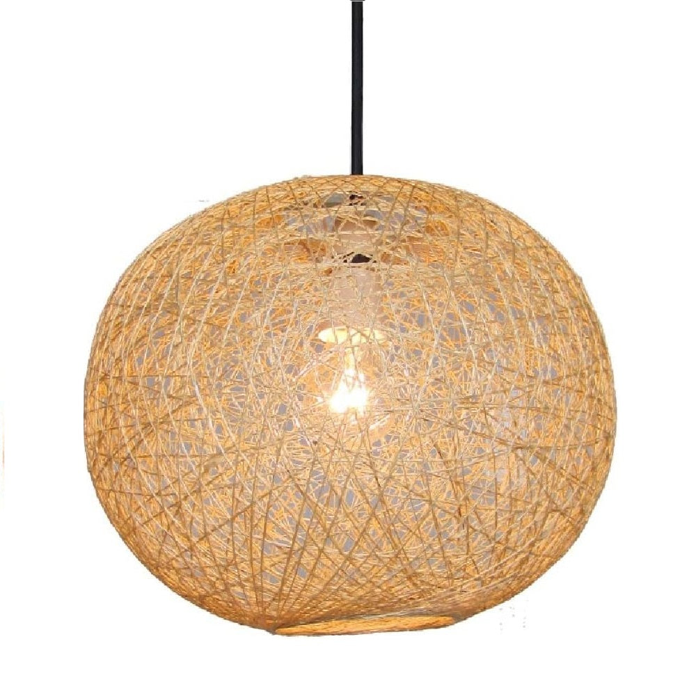 Natural Woven String Ball Vintage Retro Easy Fit Round Globe Pendant S 