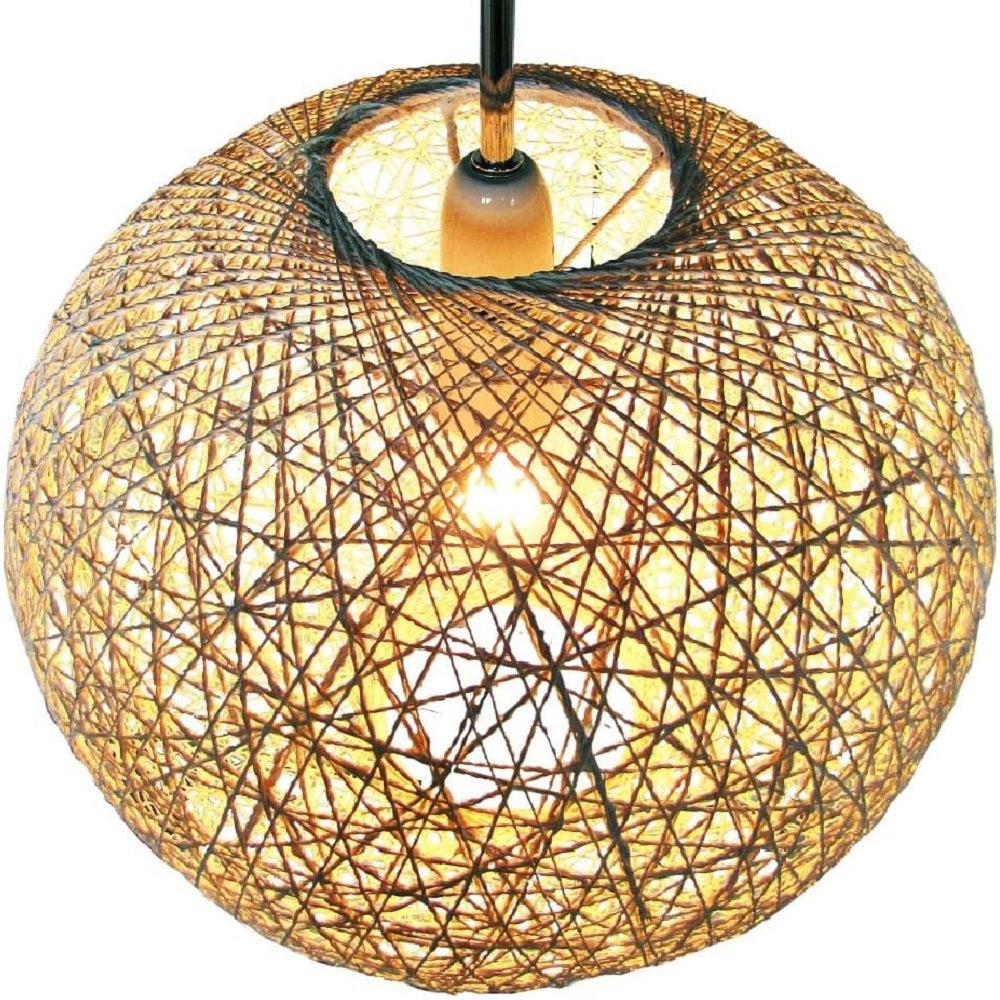 Natural Woven String Ball Vintage Retro Easy Fit Round Globe Pendant S 