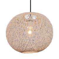 White Woven String Ball Vintage Retro Easy Fit Round Globe Pendant Shade