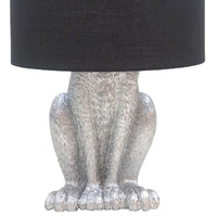 Britalia BRA1011 Silver Resin Hiding Hare Table Lamp with Black Drum Lampshade